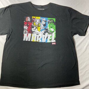 Marvel Avengers XXL Black T-Shirt With Iron Man Thor Captain America Hulk Graphi